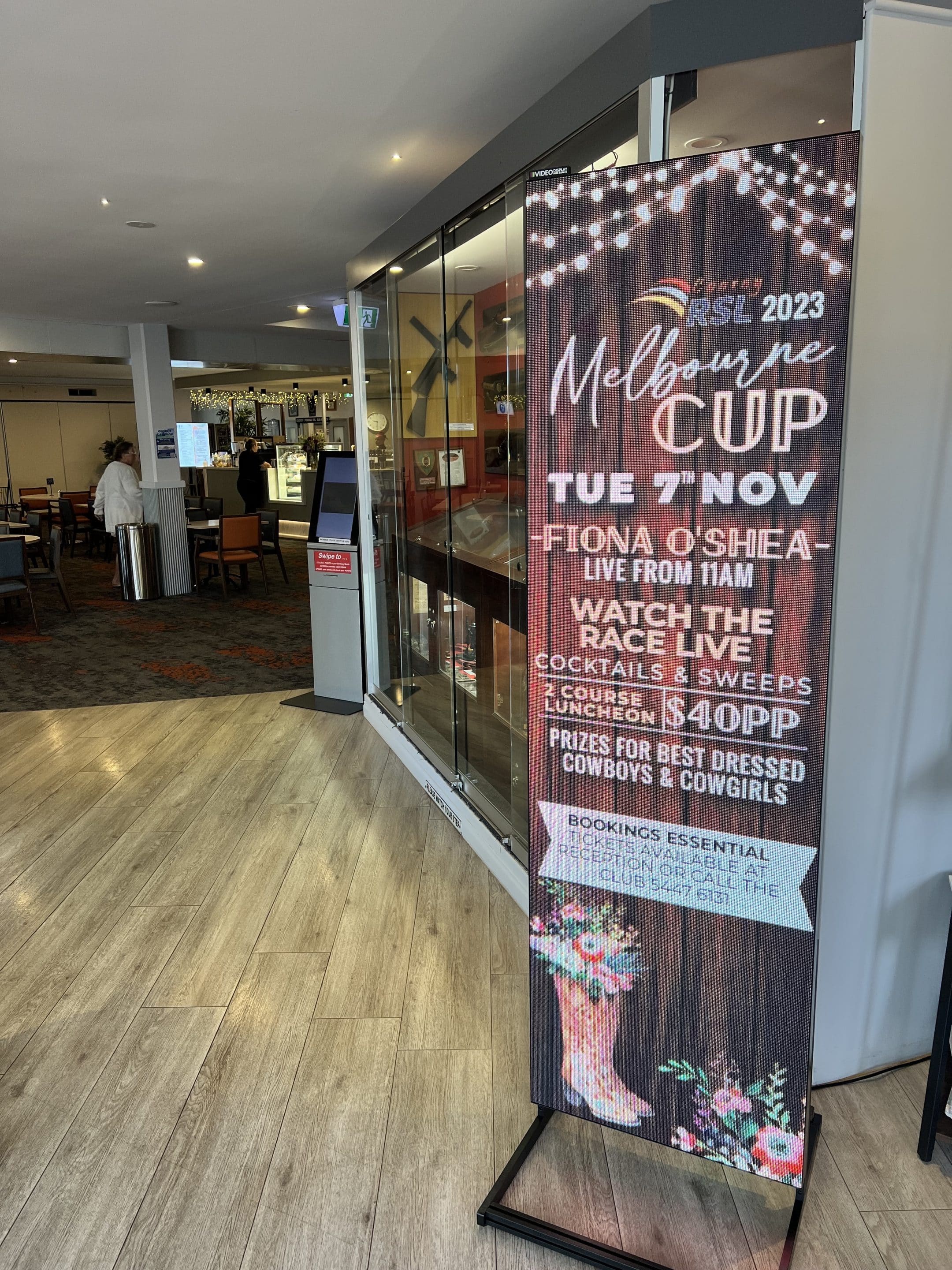 2m Indoor Portable LED at Cooroy RSL Melbourne Cup event